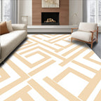 Beige Geometric Maze Lines Rug