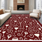 Crimson Swirl Cocktail Glass Arrangement Rug