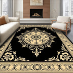 Black and Gold Medallion Border Rug