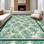 Green Tropical Foliage Border Rug