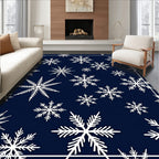 Winter White Snowflakes Navy Rug