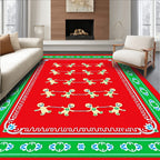 Red Gingerbread People Border Rug