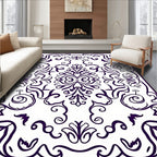 Deep Purple Floral Scrollwork Rug
