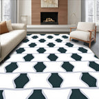 White Interlocking Star Geometric Rug