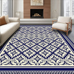 Navy Blue Intricate Geometric Medallion Rug