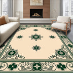 Deep Emerald Green Floral Medallion Rug