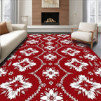 Crimson White Floral Medallion Lattice Rug