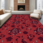 Crimson Dark Floral Vines Rug