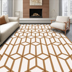 Geometric Tan Lattice Illusion Rug