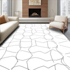 Organic Woven White Geometric Rug