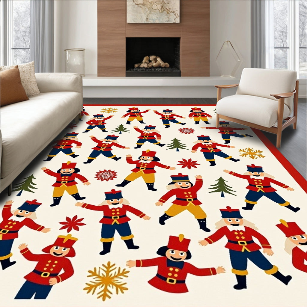 Nutcracker Soldier Red Blue Yellow Garland Rug
