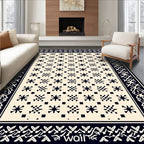 Classic Ivory Black Starburst Border Rug