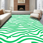 Modern Green Wavy Lines Rug