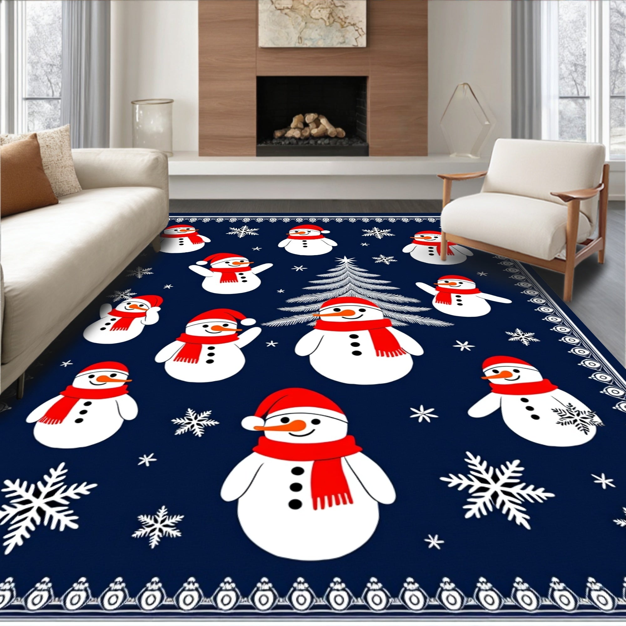 Charming Snowmen Winter Festival Rug