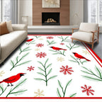 Red Cardinals With Snowy Branches Rug