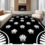 Black White Seashell Fan Border Rug