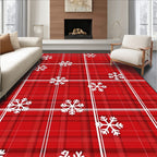 Red Snowflake Plaid Holiday Rug