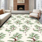 Green Pine Branch Scattered Illustration Rug