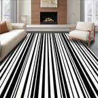 Bold Black White Stripe Rhythm Rug