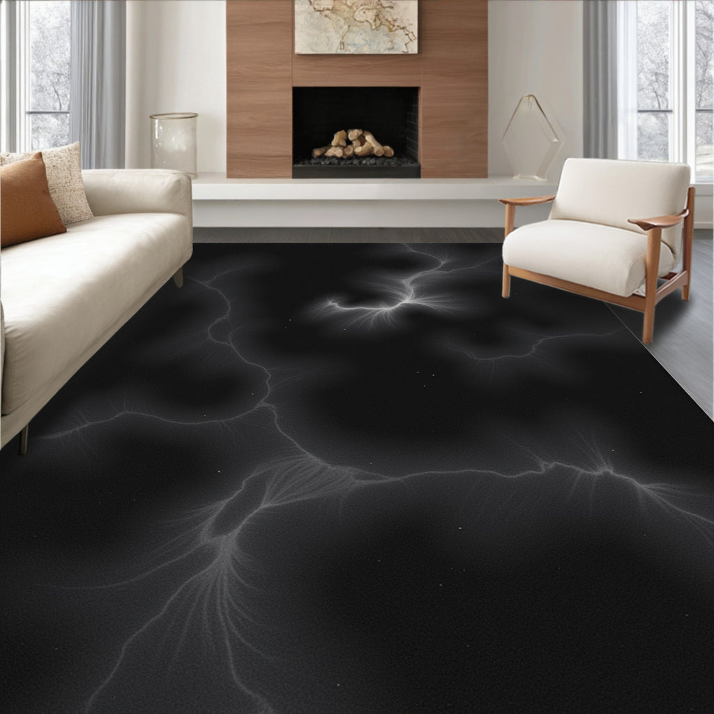 Dramatic White Lightning Cloud Burst Rug
