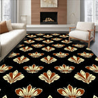 Art Deco Cream Brown Floral Repeat Rug