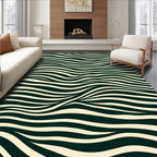 Cream and Green Wavy Stripe Rug