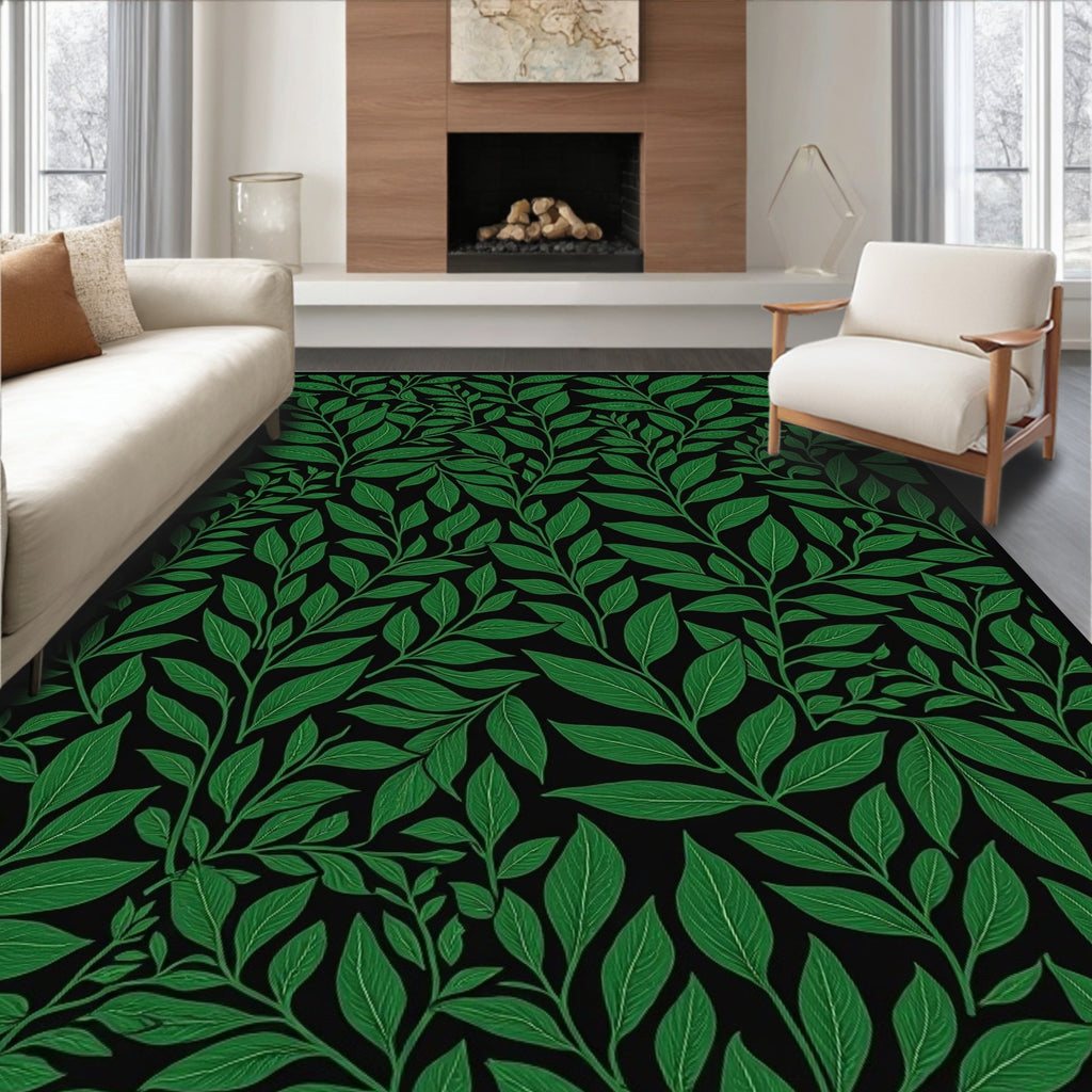Emerald Green Leafy Vine Rug