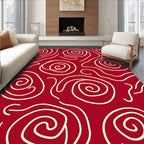 Crimson Swirl Abstract Organic Rug