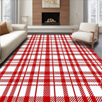 Classic Red White Tartan Weave Rug
