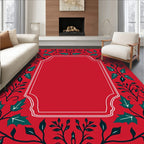 Christmas Red Holly Vine Frame Rug