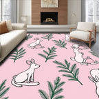 Pink Bunny Green Fir Branches Rug