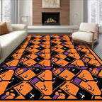Bold Orange Purple Geometric Crosses Rug