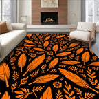 Orange Feather Floral Scatter Rug
