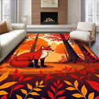 Crimson Fox Amidst Autumn Forest Rug