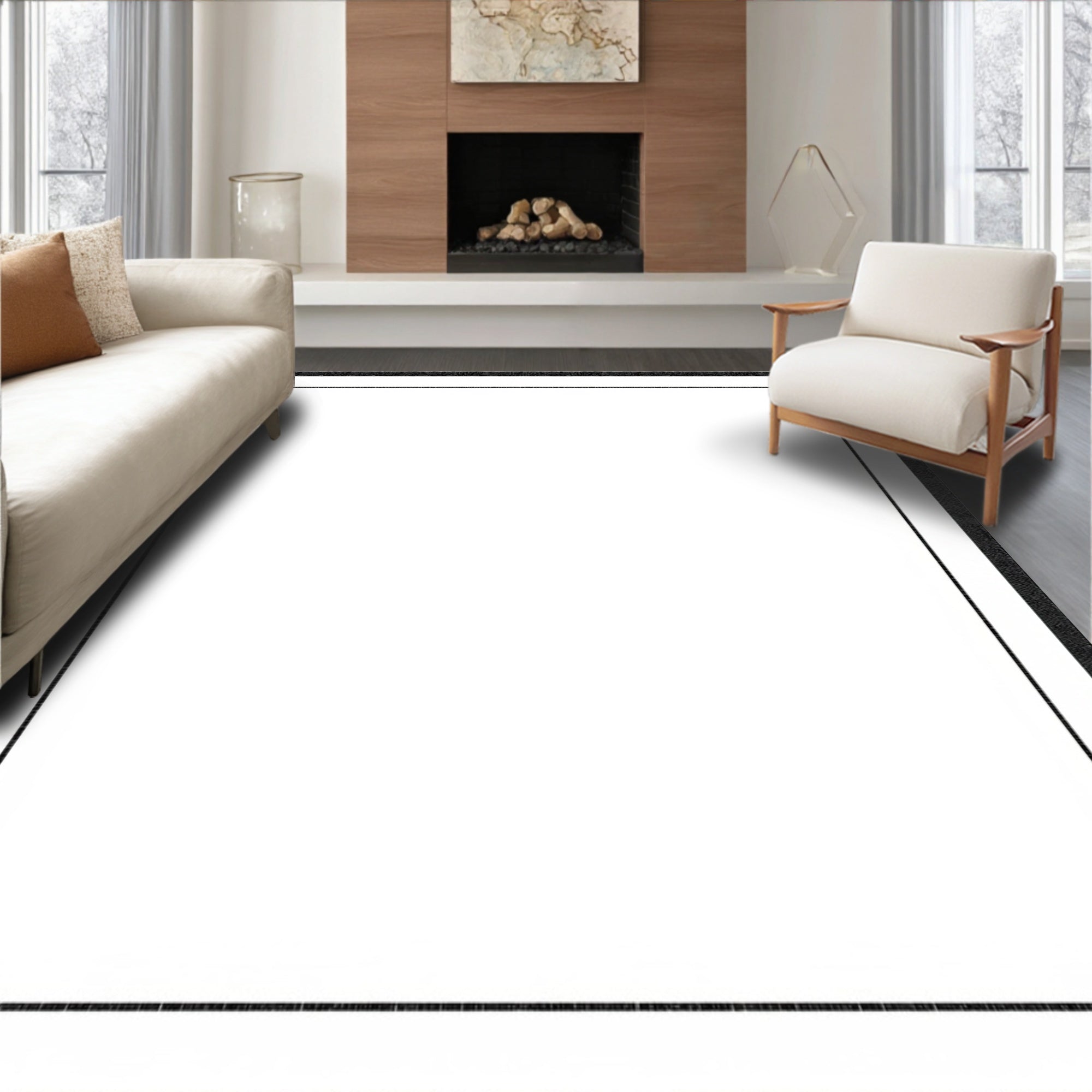 Dark Slate Textured Border Square Rug