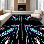 Vibrant Neon Abstract Mandala Reflection Rug