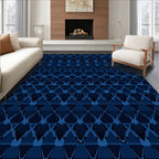 Deep Blue Geometric Lattice Rug