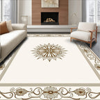 Brown Floral Border Medallion Rug