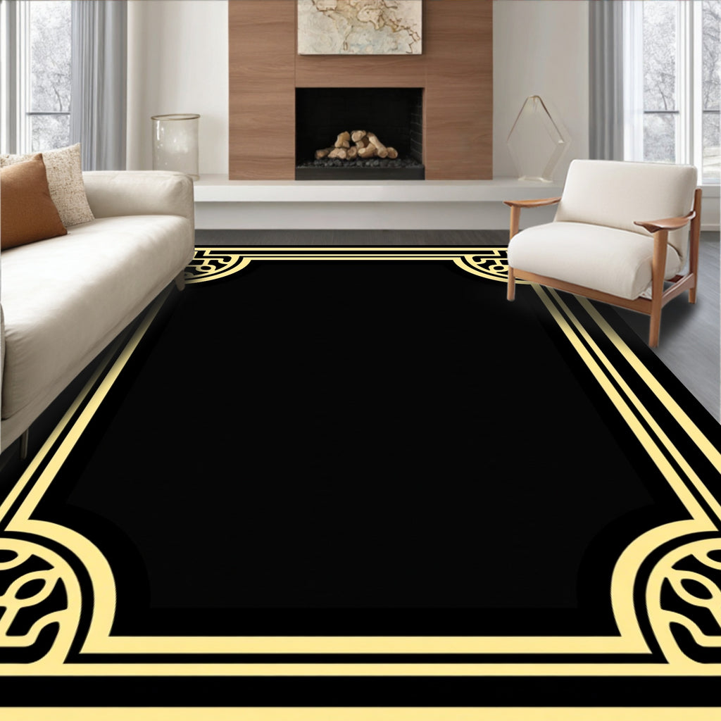 Gold and Black Art Deco Border Rug