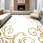 Gilded Gold Swirl Botanical Accents Rug