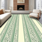 Green Striped Chevron Cream Accent Rug