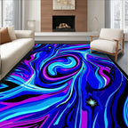 Electric Blue Pink Swirl Abstract Rug