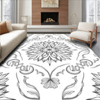 Monochromatic Floral Medallion Accents Rug