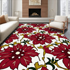 Rich Red Floral Vine Meadow Rug
