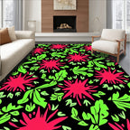Vibrant Pink And Lime Abstract Floral Rug