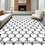 Abstract Black White Linked Shape Rug