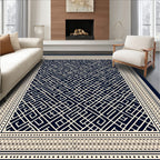 Ivory Geometric Labyrinth Navy Rug