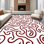 Crimson Swirl Abstract Continuous Line Rug