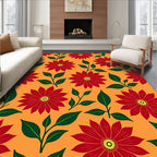 Bold Red Flower Garland Fabric Rug