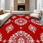 Crimson White Snowflake Medallion Rug